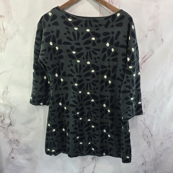 Anthropologie Sweater Dress Womens Small Green Black Floral Field Flower Silk - Picture 1 of 13